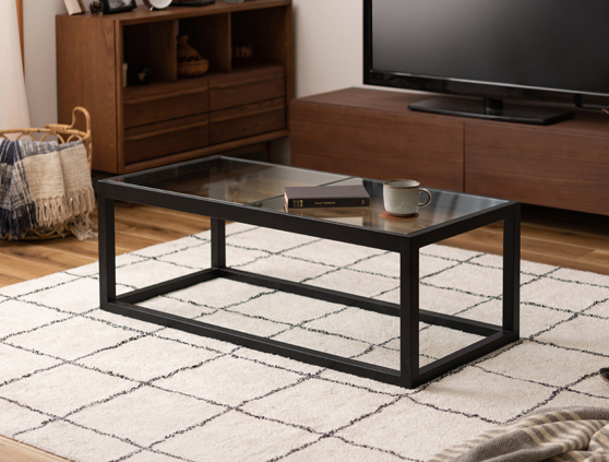 ガラステーブル RTO-111BK センターテーブル 傷 防止 強化ガラス 机 フレンチ ナチュラル 東谷 ガラステーブル ブラック RTO-111BK 東谷 ガラステーブル