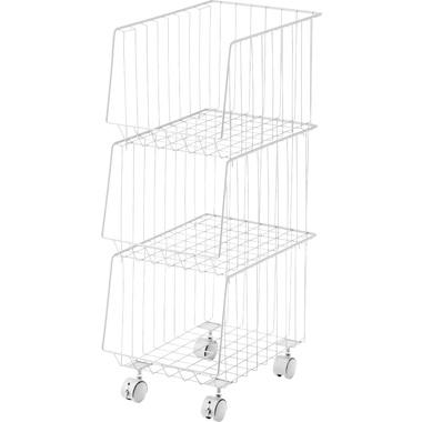 東谷 AKB-438WH スタッキングワゴン 3D（ホワイト）[AKB438WHアズマヤ] 返品種別A