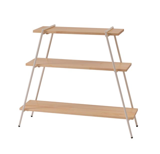 東谷 NIT-11WH アイアンレッグラック 3段(幅90×奥行27.5×高さ79cm・ホワイト)[NIT11WH] 返品種別A