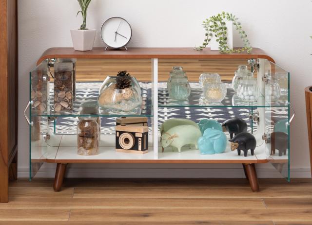 東谷 PT-613BR コレクションシェルフ ロータイプ（ブラウン）[PT613BR