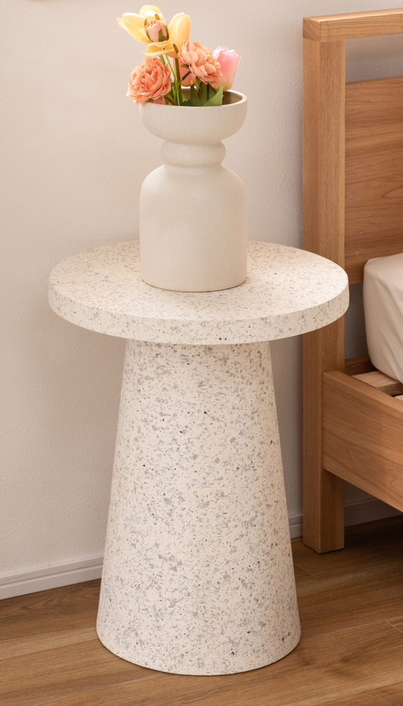 東谷 MAR-11WH サイドテーブル テーブル ミニテーブル ナイトテーブル 繊維板 おしゃれ シンプル シック　ホワイト サイドテーブル テラゾー柄 東谷 MAR-11LGY MAR-11WH