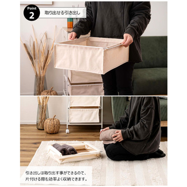 東谷 MIP-378 キャンバスチェスト 4段（ホワイト）[MIP378アズマヤ] 返品種別A_5