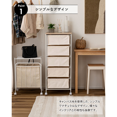 東谷 MIP-379 キャンバスチェスト 5段（ホワイト）[MIP379アズマヤ] 返品種別A_4