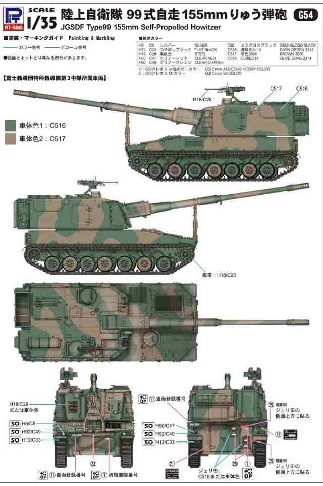 ピットロード 1/35 陸上自衛隊 99式自走155mmりゅう弾砲【G54】プラモデル 返品種別B｜au PAY マーケット