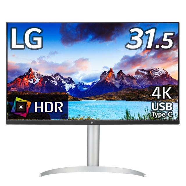 LGエレクトロニクス｜エルジー 32UP550N-W 4K液晶ディスプレイ(31.5型/VA/4K UHD 3840×2160/61Hz/4ms/HDR10/HDMI2.0/DP1.4/USB Type-C/VESA/3年保証・無輝点保証)(ホワイト/シルバー)UHD Monitor[32UP550NW] 返品種別B