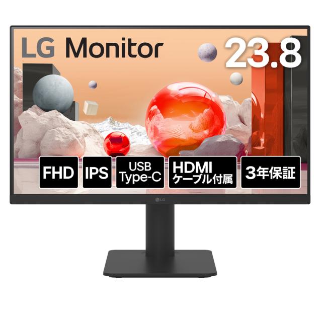 LGエレクトロニクス｜エルジー 24MS570B-B 液晶ディスプレイ(23.8型/IPS/FullHD 1920×1080/100Hz/5ms/HDMI/USB Type-C/3年保証・無輝点保証)(ブラック)Monitor[24MS570BB] 返品種別A