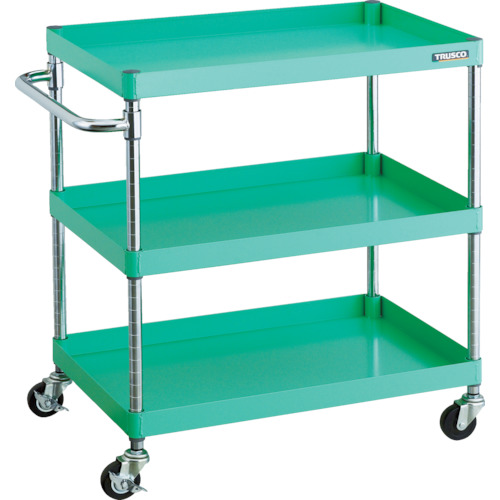 トラスコ中山 PEW-973-G75-YG ツールワゴン フェニックスワゴン 750×500 3段 φ75ゴム車輪 ヤンググリーン【他商品との同時購入不可】メーカー直送品(沖縄県・離島はお届け対象外となります)TRUSCO[PEW973G75YG] 返品種別B