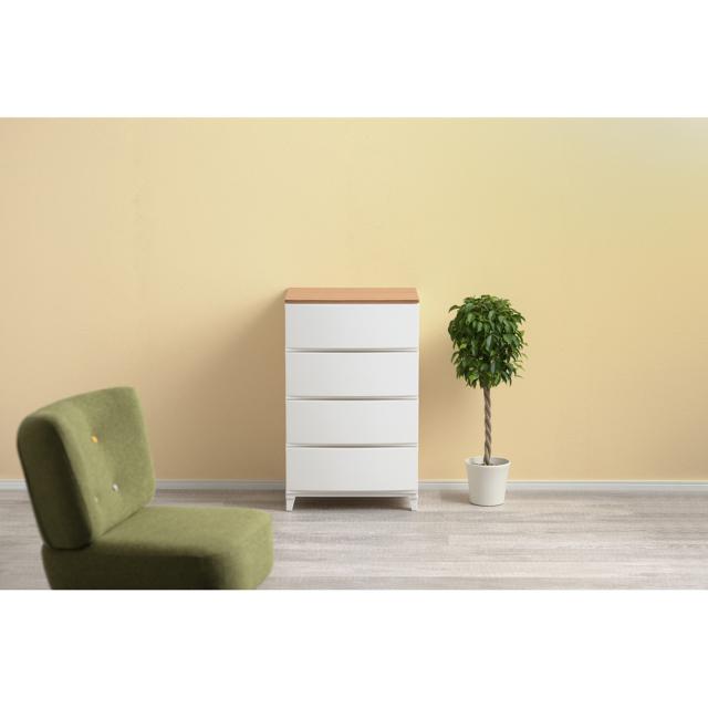 サンカ RSDM-S544WH チェスト ルームスシェード木天板 4段ワイド 幅54×奥行42×高さ88cm（ホワイト）収納ケース[RSDMS544WH] 返品種別A_1