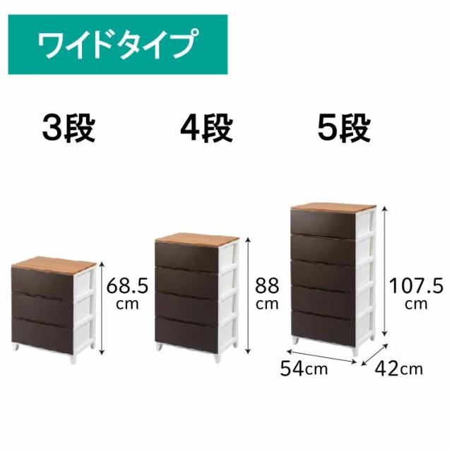サンカ RSDM-S544BR チェスト ルームスシェード木天板 4段ワイド 幅54×奥行42×高さ88cm（ブラウン）収納ケース[RSDMS544BR] 返品種別A_3