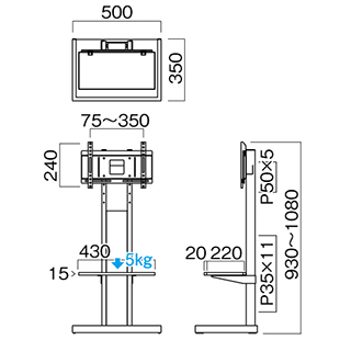 ハヤミ工産 KF-240B 壁寄せスタンド［〜43V型対応 /ダークブラウン木目］TIMEZ（タイメッツ）　KF-200シリーズ[KF240B] 返品種別A_3