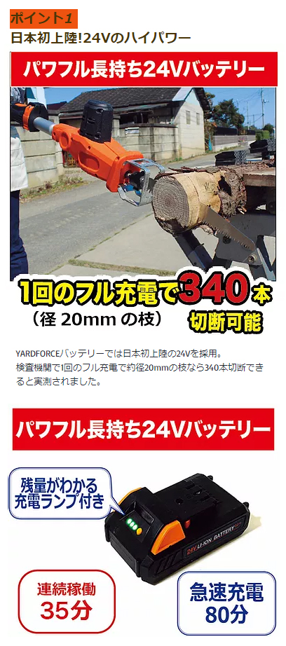 YARDFORCE LSC21P-JP 24Vコードレス3m高枝のこぎりライトヤードフォース[LSC21PJP] 返品種別B_1