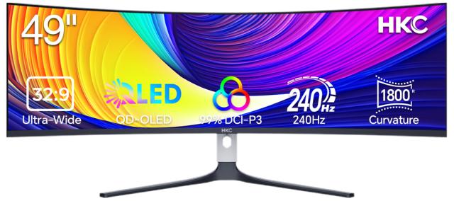 HKC｜エイチケーシー GS49UK ゲーミング液晶ディスプレイ(49型/曲面型/OLED/DQHD 5120×1440/240Hz/0.03ms)(ホワイト)[GS49UK] 返品種別A