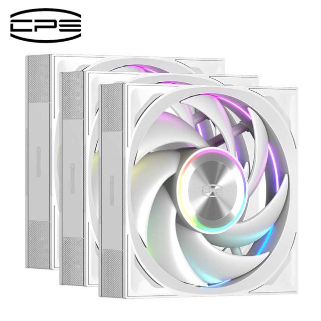 CPS｜シーピーエス F7X120-ARGB-WH3IN1 ハイエンドクラス 120mm PWMファン 3個入 ファンスピードコントローラーハブ同梱モデル（ホワイト）[F7X120ARGBWH3IN1] 返品種別B