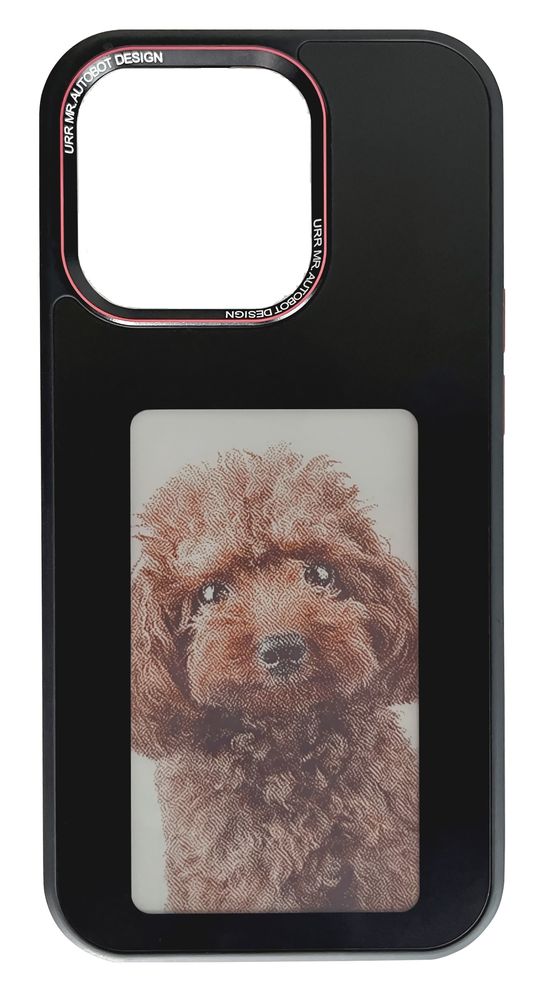 URR URR-SC14/14_BL iPhone 14/13用 バッテリー不要 サイネージ機能搭載 3.7インチカラーE-Inkスクリーン内蔵 耐衝撃マットケース（ブラック）[URRSC1414BL] 返品種別A