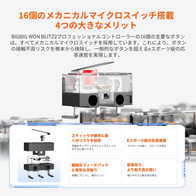 BIGBIG WON（ビッグビッグウォン） BLITZ2_TMR BLITZ2 TMR プロゲーミングコントローラー　ポーリングレート2000Hz/高精度＆高耐久のTMR技術搭載/ジャイロ搭載/ワイヤレス＆有線（グレー）任天堂Switch ＆ Windows10/11＆iOS、Android対応[BLITZ2TMR] 返品種別A_6