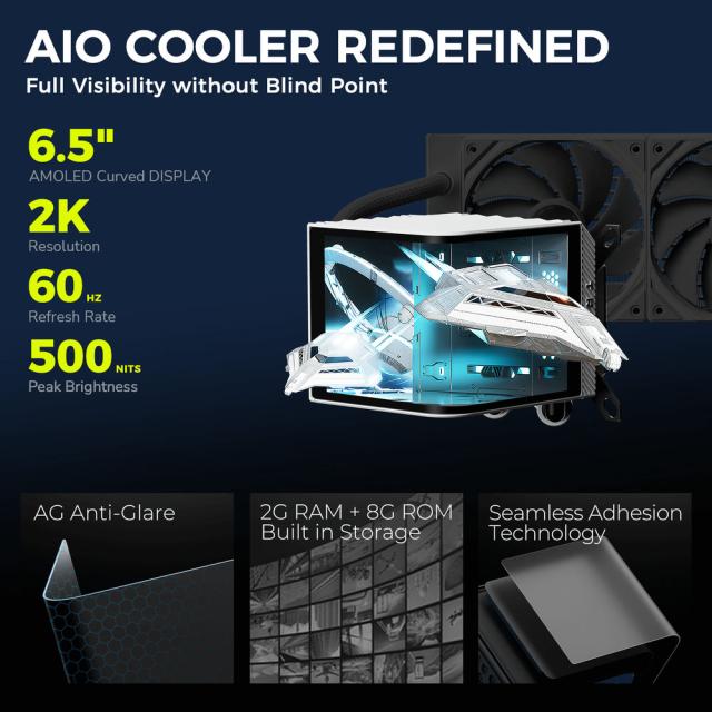 TRYX｜トライエックス L-P360A-AS3M-G1K PANORAMA 360mm AIO Liquid Cooler ARGB L字型AMOLEDディスプレー搭載 簡易水冷CPUクーラー（ブラック）[LP360AAS3MG1K] 返品種別B_1