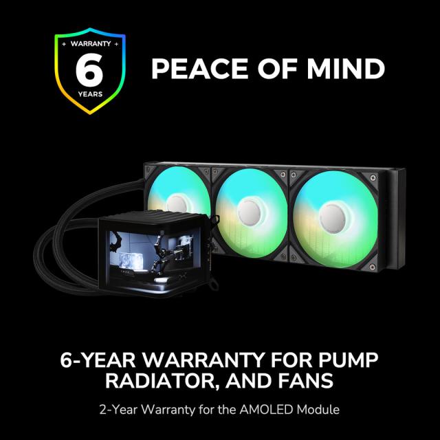 TRYX｜トライエックス L-P360A-AS3M-G1K PANORAMA 360mm AIO Liquid Cooler ARGB L字型AMOLEDディスプレー搭載 簡易水冷CPUクーラー（ブラック）[LP360AAS3MG1K] 返品種別B_6