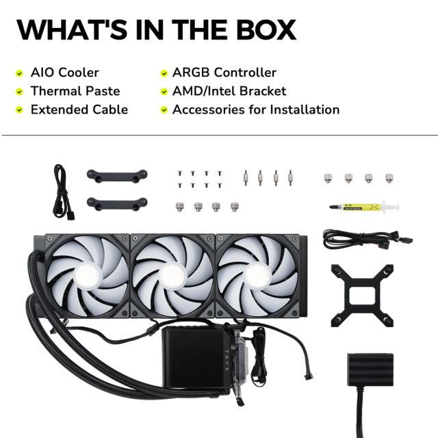TRYX｜トライエックス L-P360A-AS3M-G1K PANORAMA 360mm AIO Liquid Cooler ARGB L字型AMOLEDディスプレー搭載 簡易水冷CPUクーラー（ブラック）[LP360AAS3MG1K] 返品種別B_7