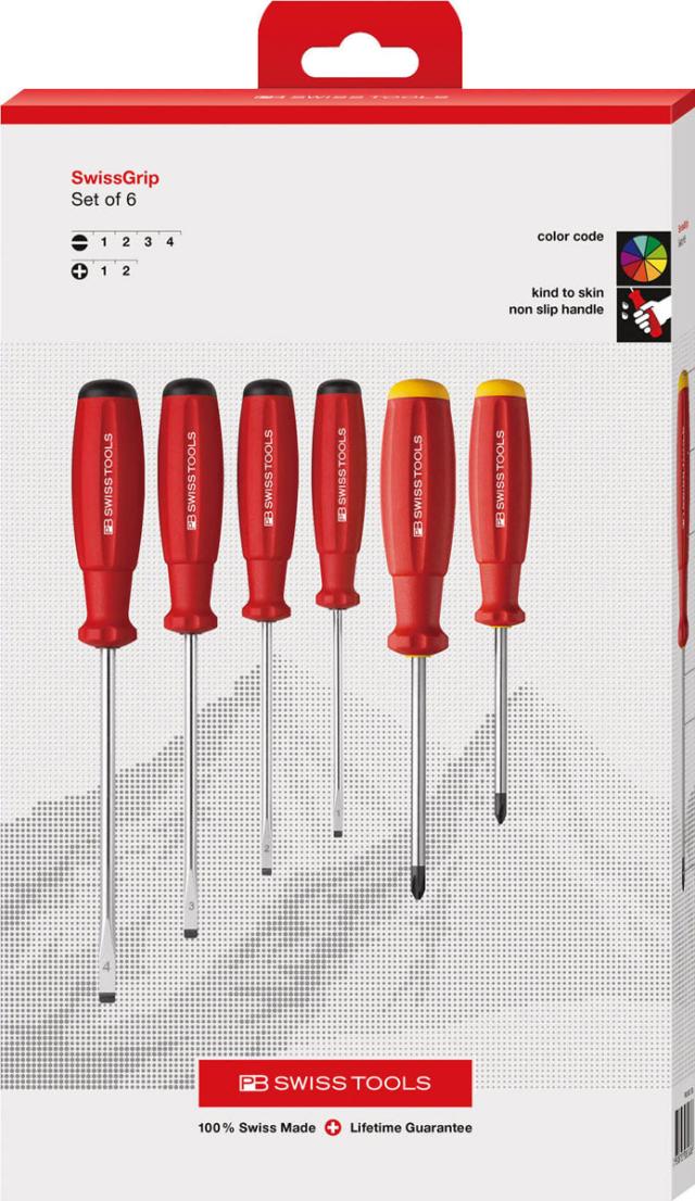 PBスイスツールズ PB 8560.CBB スイスグリップドライバーセット6本組 先端形状マイナスおよびプラス ハイクオリティーペーパーボックス仕様PB Swiss Tools PBSwissTools スイスグリップマイナスドライバー スイスグリッププラスドライバー[PB8560CBB] 返品種別B