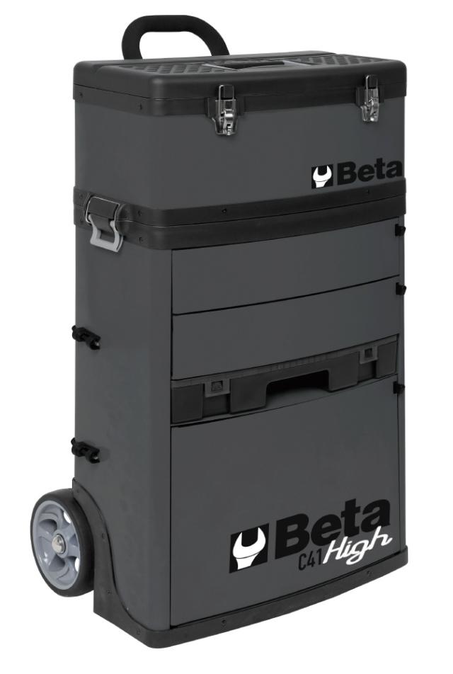 Beta C41H-G 移動式3段ツールトロリー 上段ツールチェスト着脱可能 グレー[C41HGBETA] 返品種別B