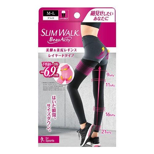 ピップ スリムウォーク ビューアクティ 美脚＆美尻レギンス M-L 返品種別A