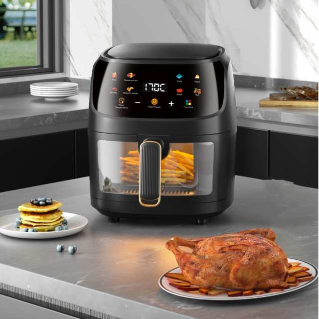 Air Fryer Large Colorful Touch Screen Electric Fryer 6L容量，作業時間と温度調整可能，マルチファンクション便利なエアフライヤー、