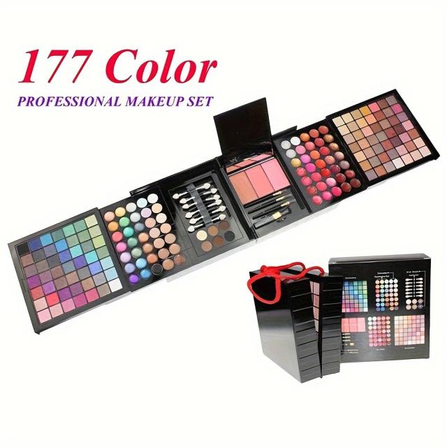 女性向けのメイクセット。アイシャドウパレット、ブラッシュ、リップグロス、コンシーラーなど177色が全て揃ったフルセット。鏡とアプリケーター付きで、母の日のプレゼントに最適なオールインワンメイクキット。_2