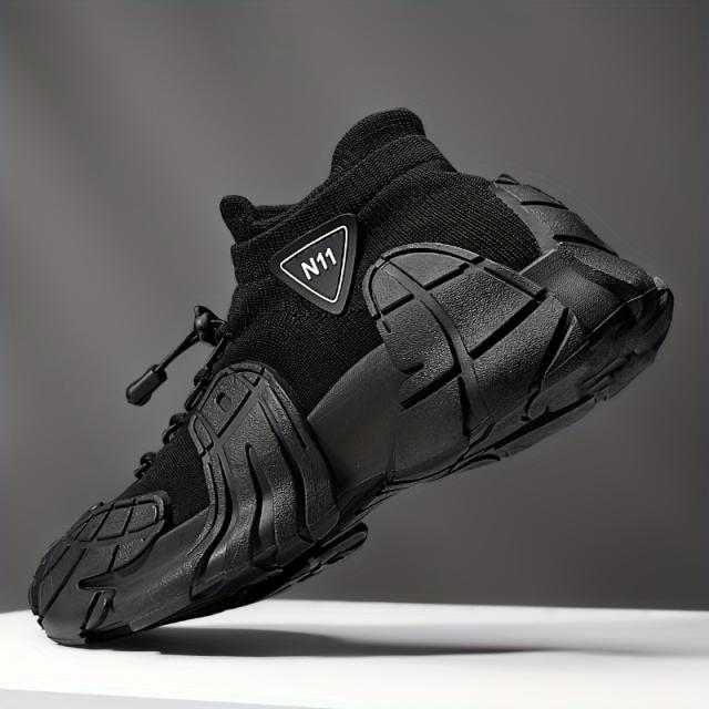 メンズ編み込みソックスシューズ、通気性抜群、快適