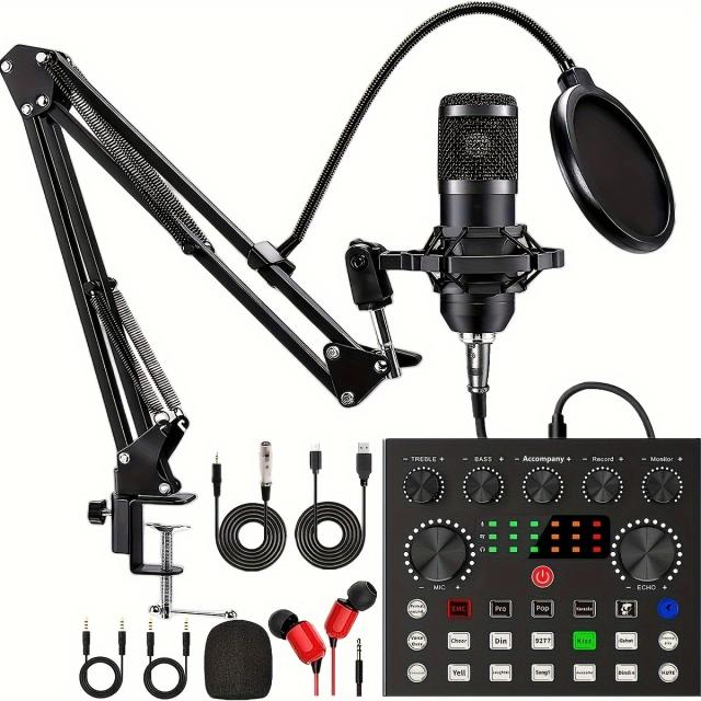 ポッドキャストセット、V8sオーディオインターフェース、BM800コンデンサーマイク、録音・配信に最適