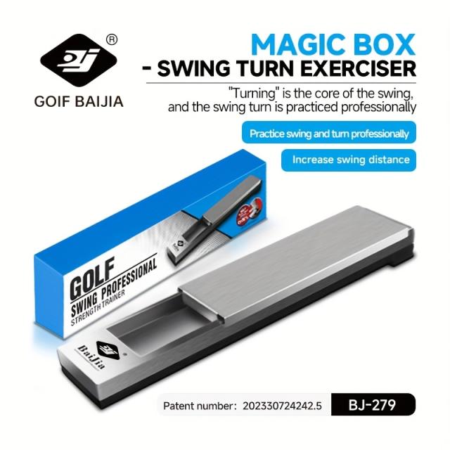 ゴルフスイングインパクトボックス プロフェッショナルトレーニングアシスト ブルー&ホワイトデザイン 耐久性金属構造 スイング精度向上 ゴルフスイングトレーナー 精密トレーニングツール スリーキーメタリックフィニッシュ 頑丈構造