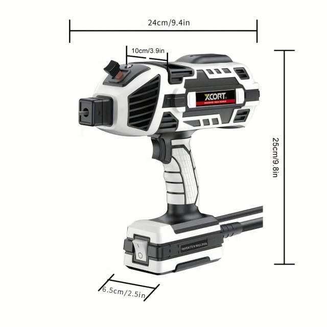 電動ハンドヘルドスティックアーク溶接ガン、110V IGBTインバータ溶接機キット、3/32インチ-1/8インチワイヤロッド用、寸法と付属品パック付き_2