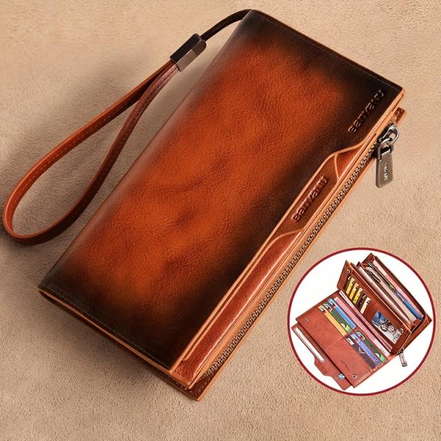 バニャヌ 本革長財布、大容量、RFIDセキュリティ、ヴィンテージデザイン