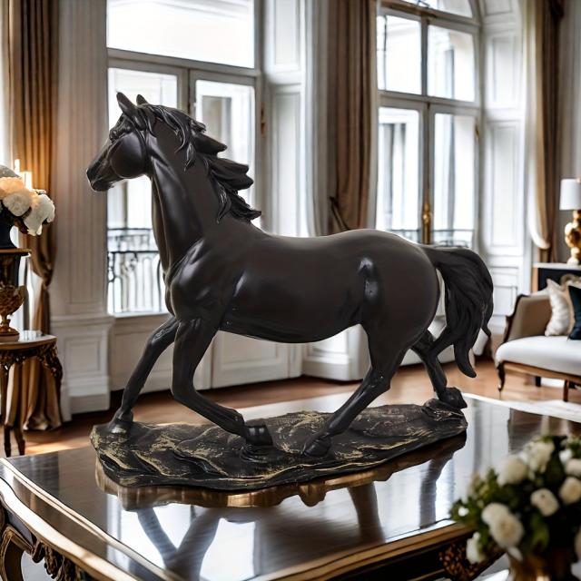 1個 ヴィンテージ レジン ホース像 馬 騎乗像 家庭 オフィス 装飾 多用途 屋内 屋外 彫刻 リビングルーム 寝室 書斎 電気不要