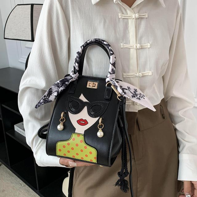 おしゃれな?通メガネデザインショルダーバッグ、高品質PUレザー、ピンク/赤/黒