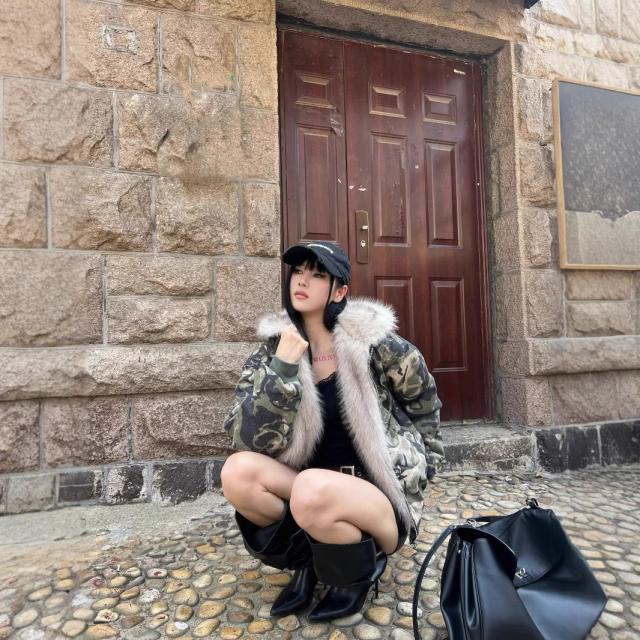 オーバーフィット ルーズ y2k デイリー 冬 アウター ファージャケ 迷彩