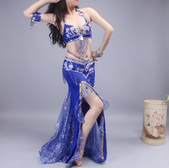 11色 上下セット＋ 腰巻き ３点セット ベリーダンス衣装 フリンジ スパンコール クラーデション コスチューム レディース 社交ダンス ダンス服 ストレッチ-69