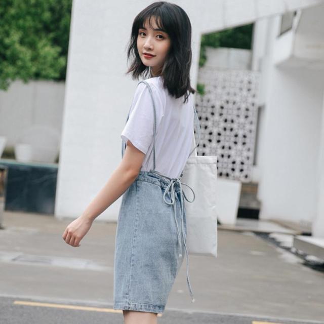 デニムワンピース サロペット ワンピース ノースリーブ サロペット