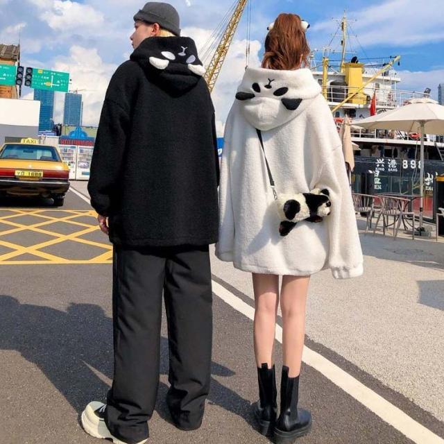 パーカー レディース メンズ ボア プルオーバー フリース プルパーカー モコモコ トップス 長袖 フード付き 体型カバー 厚手 春 秋 冬 カップル 夫婦ペア ペアル パーカー レディース メンズ ボア プルオーバー フリース