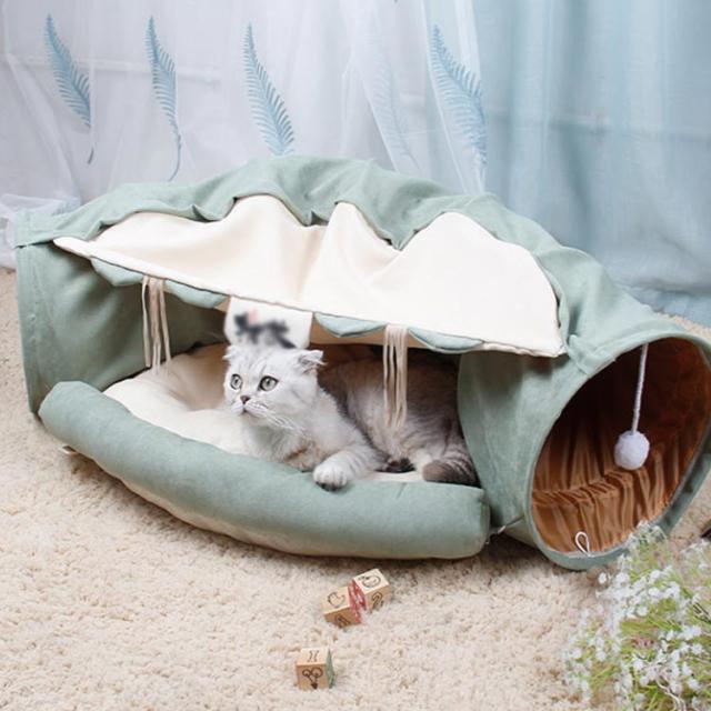 猫ベッド トンネル ペットベッド ねこ キャットベッド 2WAY トンネルベッド マット ペット ソファ プレイトンネル 運動不足 ストレス発散 新作の通販は