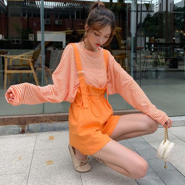 半袖オールインワン サロペット ショート丈 ドット カットアウト サロペット レディース オールインワン ショートパンツ 短パン