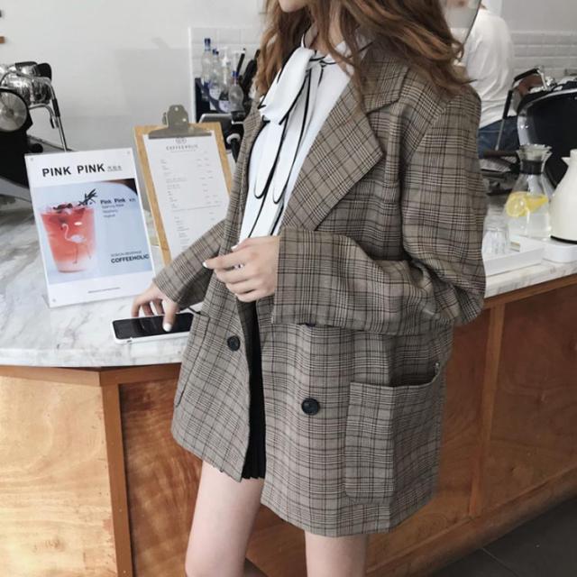 レディース テーラードジャケット 45R ベージュ系 チェック柄 titivate ジャケット テーラードジャケット チェック柄