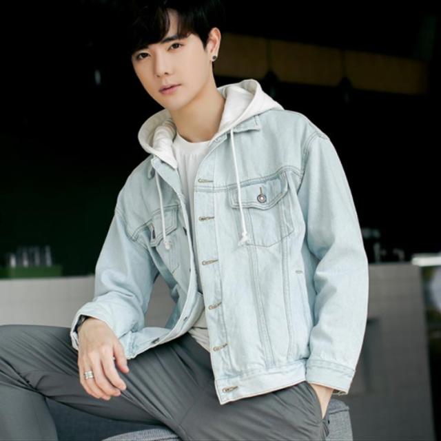 《送料無料》デニムジャケット フード付き メンズ パーカー アウター Gジャン ヒップホップ ストリート 原宿風 秋冬服 長袖 大きいサイズ カジュアル ファッション おしゃれ 新作