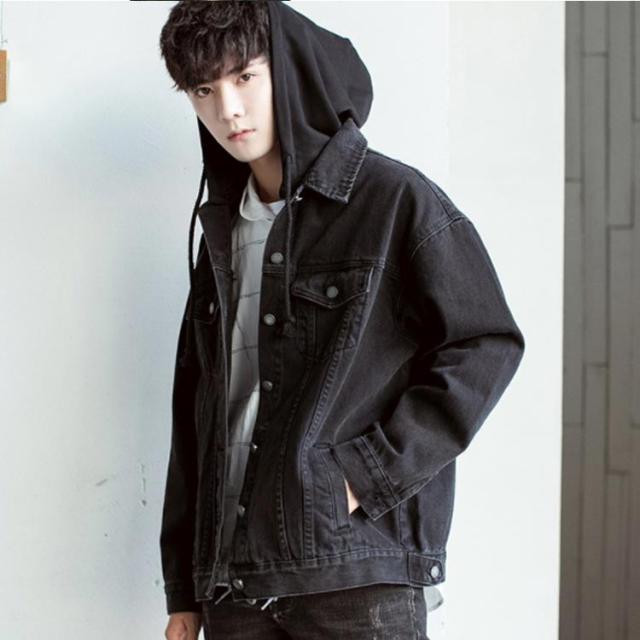 《送料無料》デニムジャケット フード付き メンズ パーカー アウター Gジャン ヒップホップ ストリート 原宿風 秋冬服 長袖 大きいサイズ カジュアル ファッション おしゃれ 新作