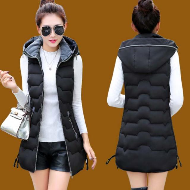 《送料無料》中綿ベスト 綿入りベスト 膝丈 レディース フード付き ダウンベスト ダウンジャケット アウター コート 暖か 防寒 厚手 おしゃれ レディースファッション 新作