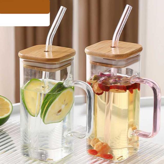 400ml ストロー付きグラス 耐熱グラス 【2個セット】ガラス