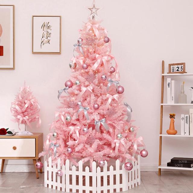 送料無料 ピンク クリスマスツリー 180cm クリスマス ツリー 組立式 LEDライト付き 北欧 クリスマスツリー イルミネーション付き オーナメント付き イルミネーションセット_1
