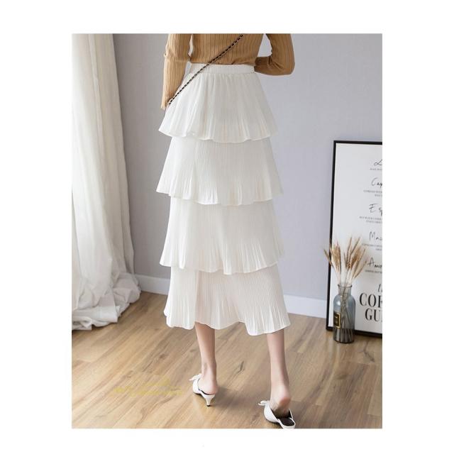 ドット柄 ロング スカート 春夏服 ボトムス　ホワイト ドット柄スカート ボトムス ロング丈 膝下丈 レディース フレア A