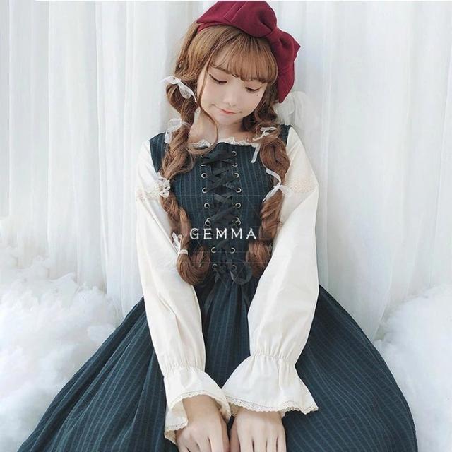 レースアップワンピースレディースロリータお姫様ドレス女の子