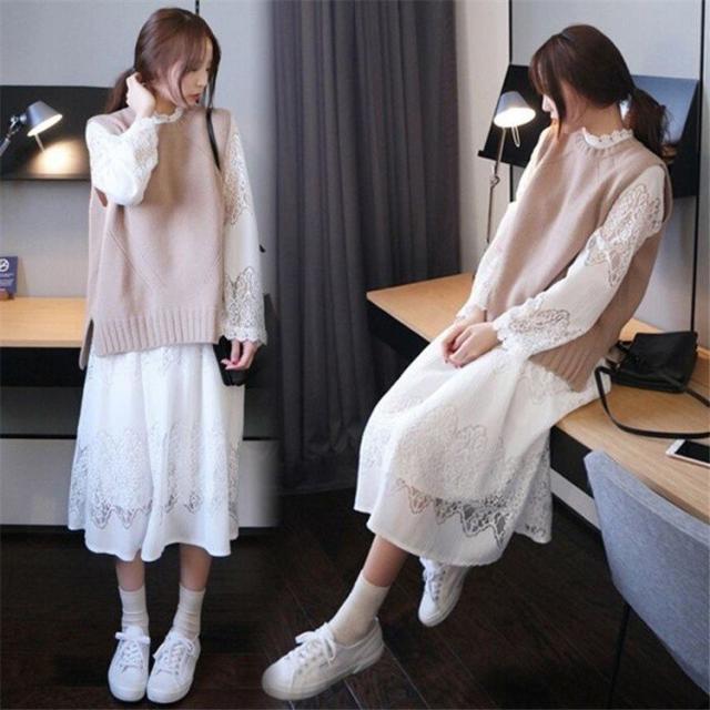 2点セット レディース ニットワンピース フード付き メリヤス 長袖 膝丈 秋冬 パーカー オフィス カシュクール 無地 ワンピース 着痩せ 上品 大人 通勤の通販は 5,060円