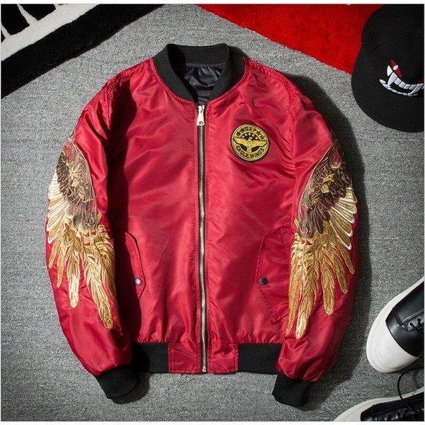 スカジャン メンズ フライトジャケット 秋春物 刺繍入りジャケット